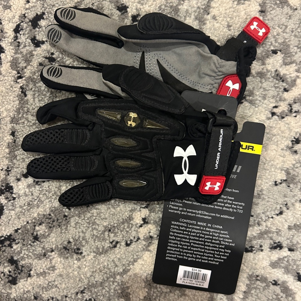 Under Armour Women’s Lacrosse Glove Black and Gray size Medium